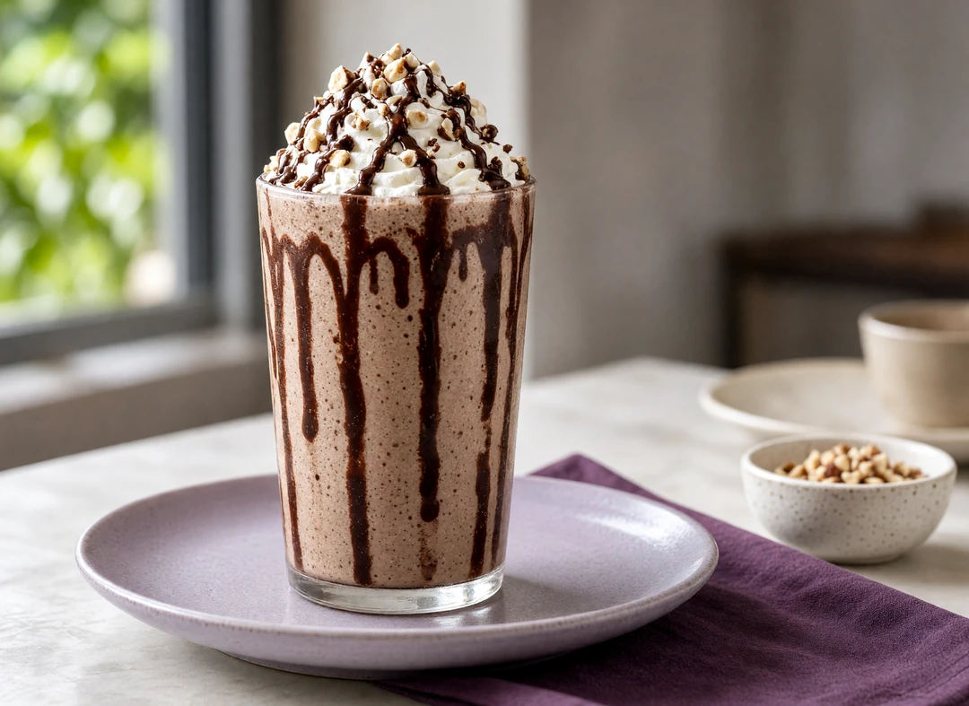 Chocolate hazelnut milkshake with whipped cream